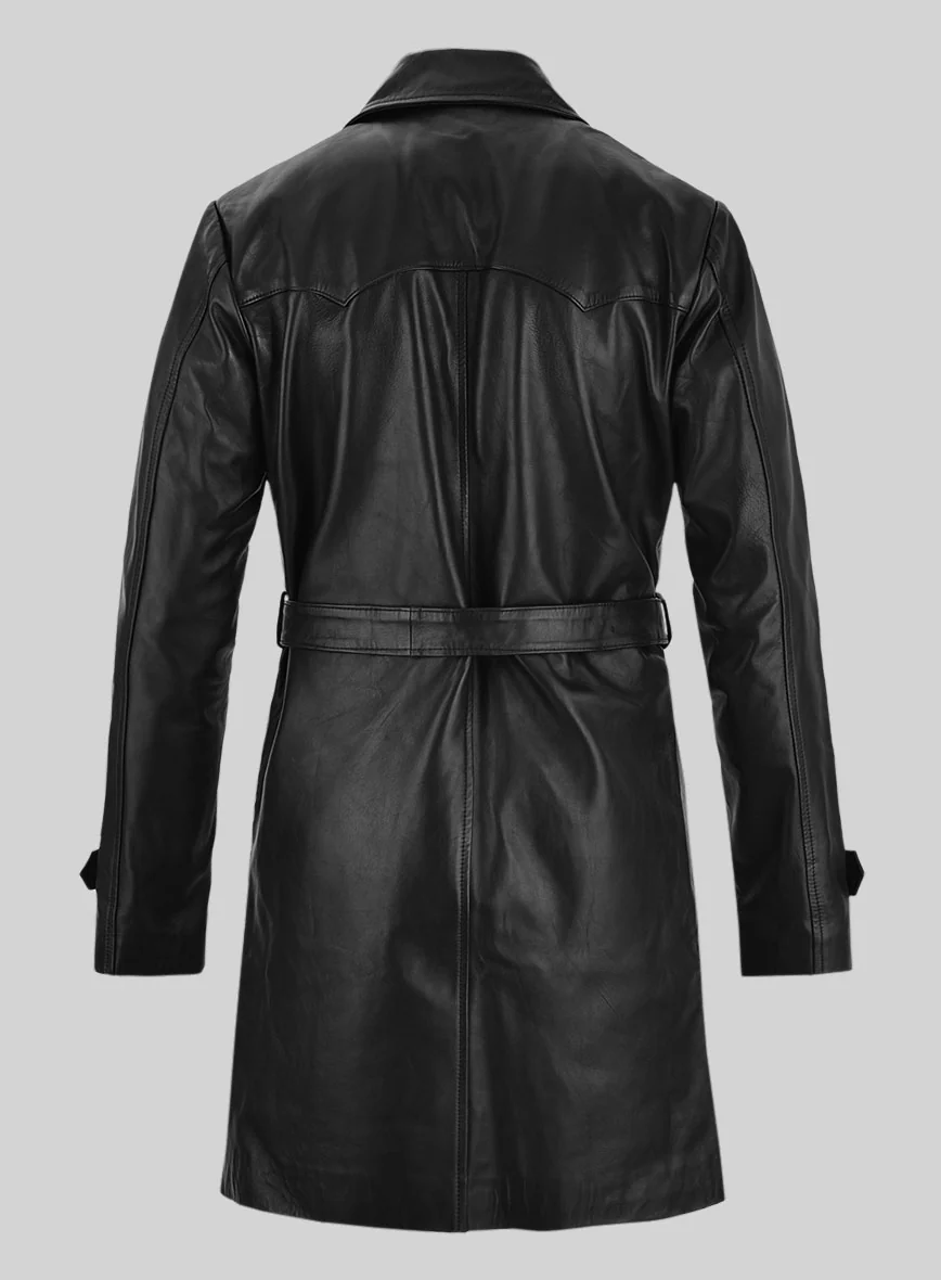 70s Vintage Leather Trench Coat - Image 3