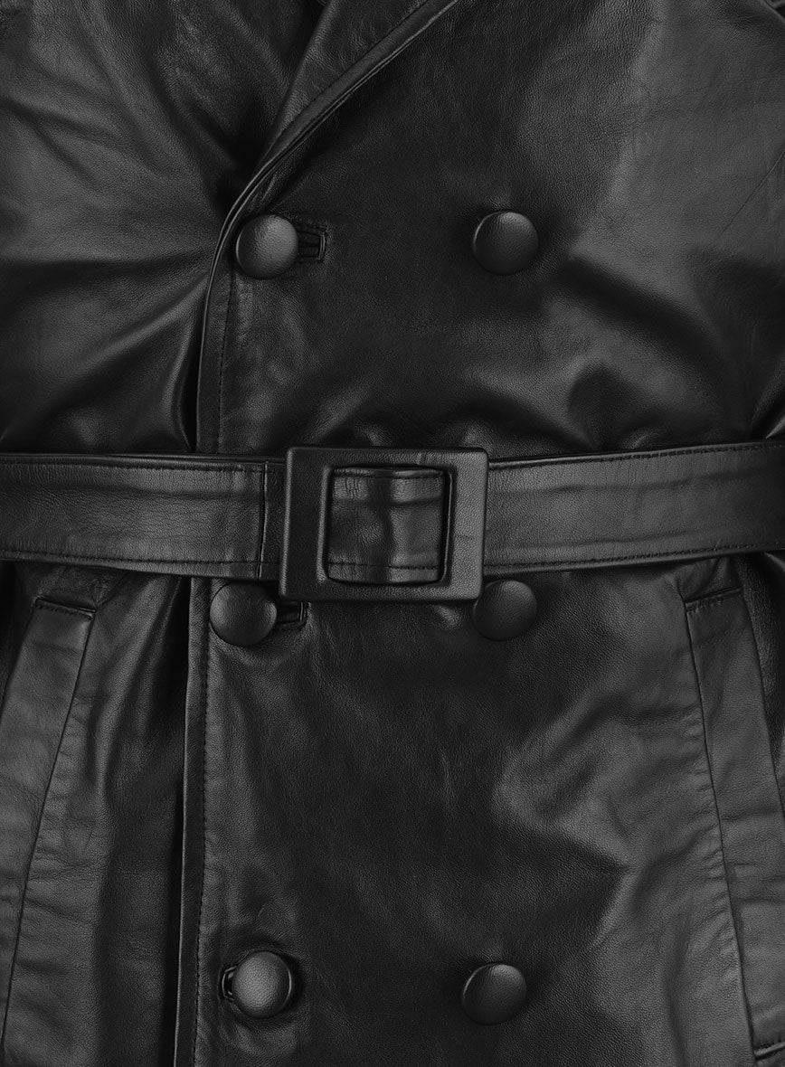 70s Vintage Leather Trench Coat - Image 5