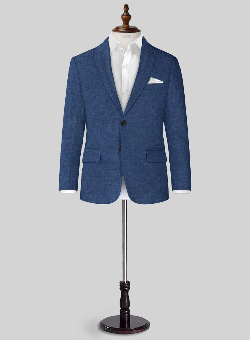 Azure Blue Linen Boys Suit - Image 2