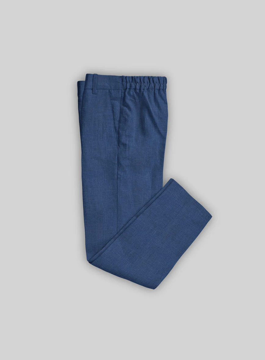 Azure Blue Linen Boys Suit - Image 3