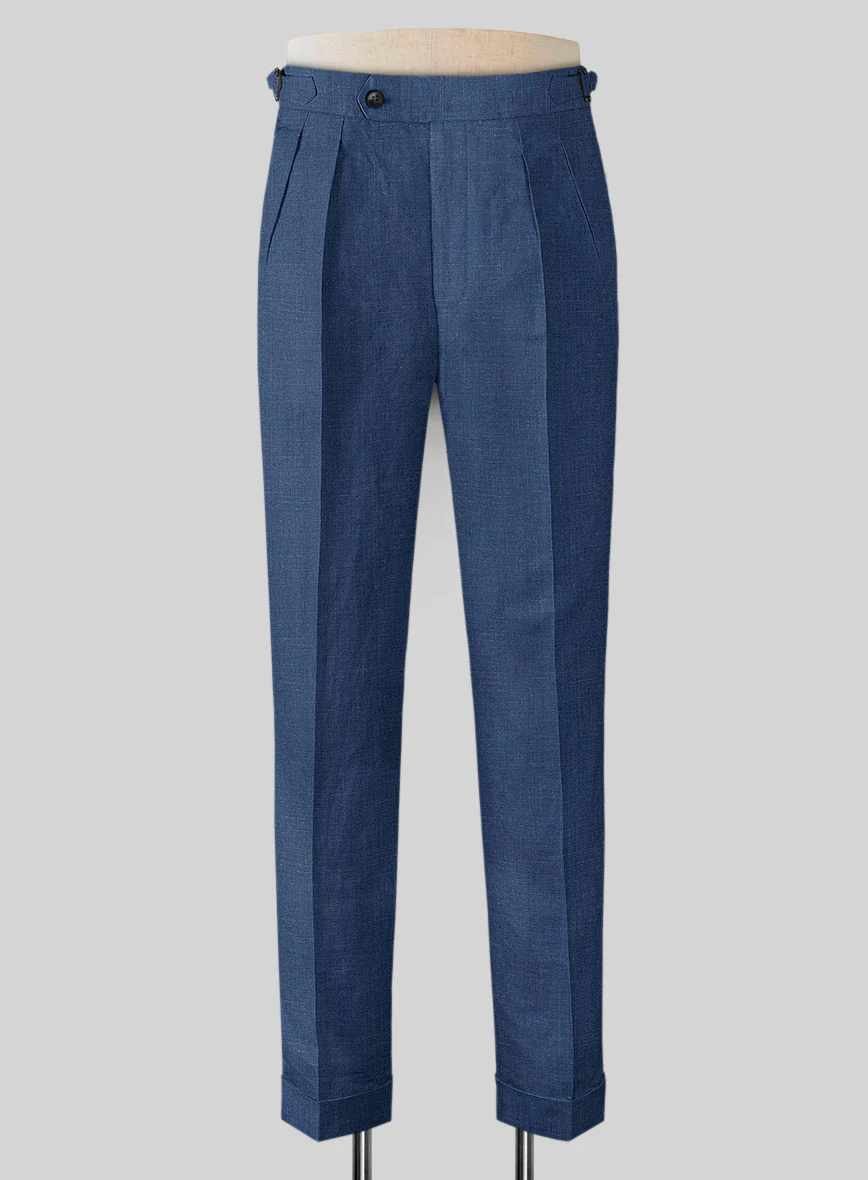 Azure Blue Linen Highland Trousers