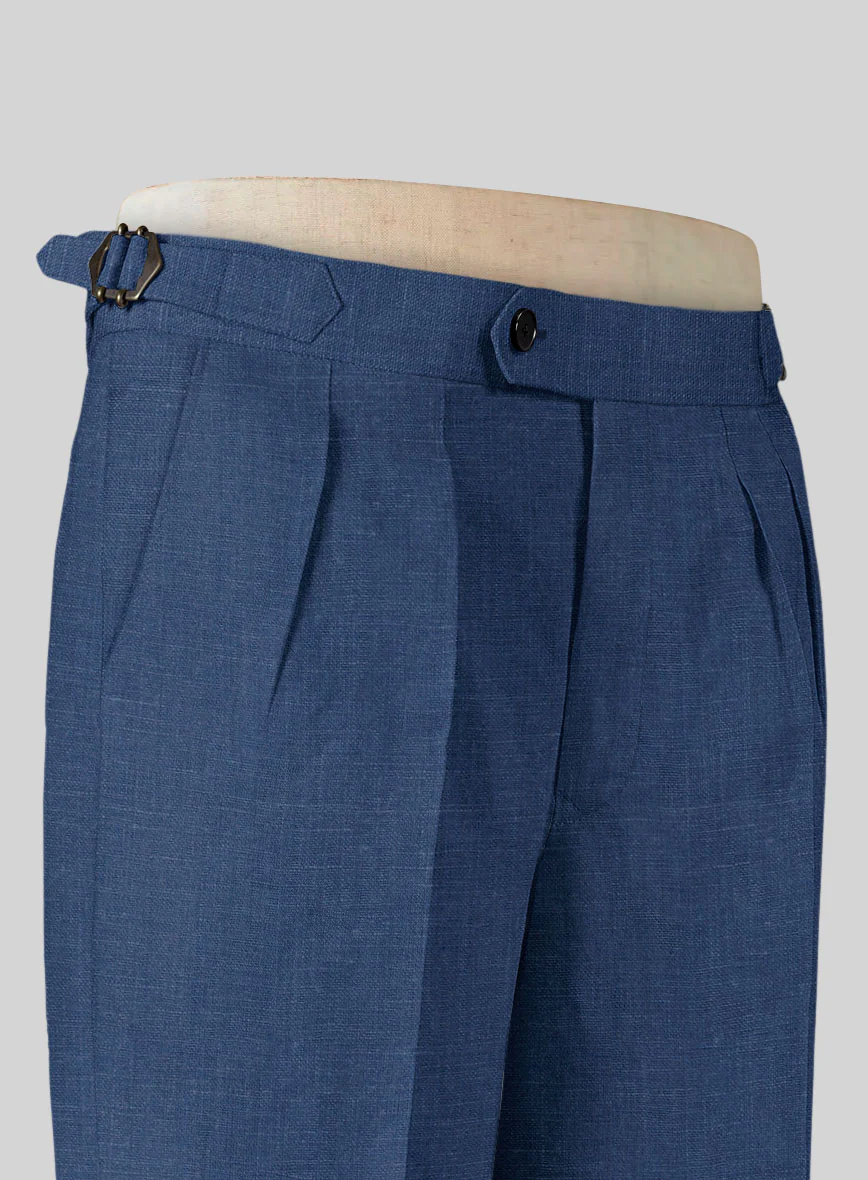 Azure Blue Linen Highland Trousers - Image 6
