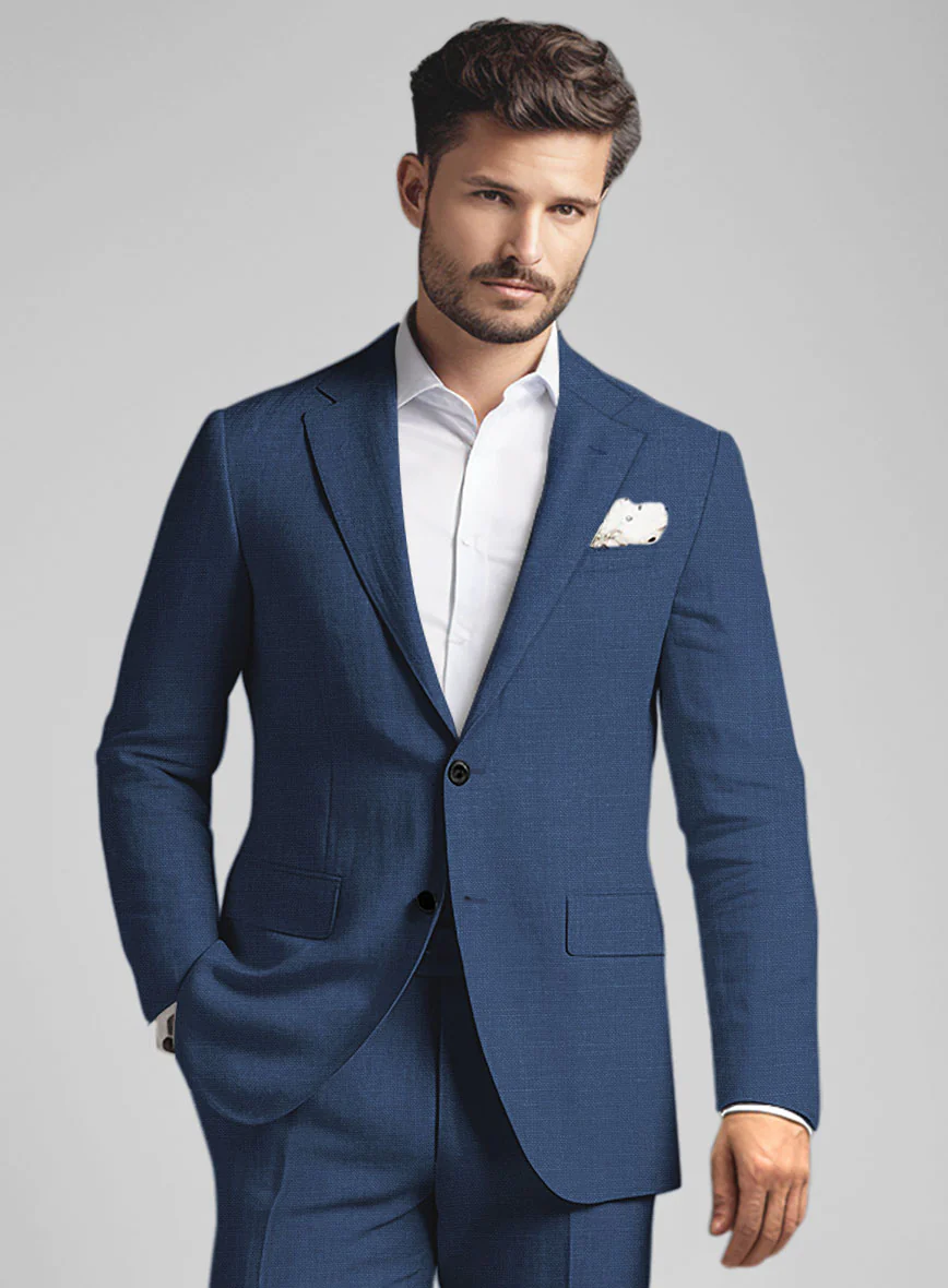 Azure Blue Linen Jacket - Image 3