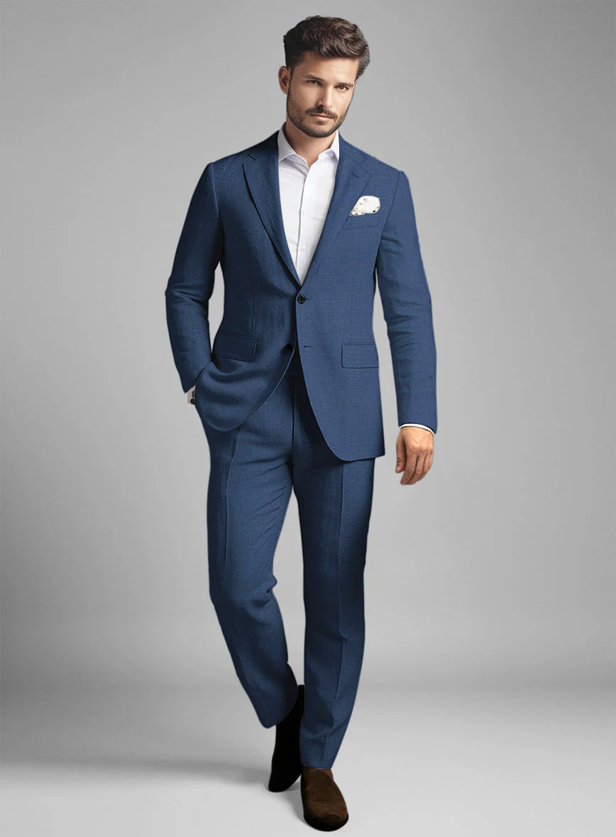 Azure Blue Linen Suit