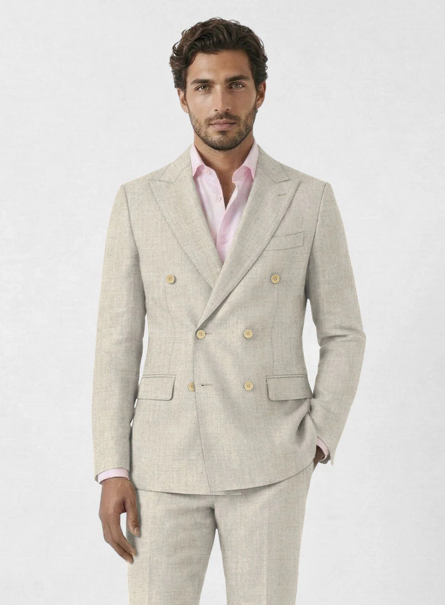 Barn Beige Linen Double Breasted Jacket - Image 2