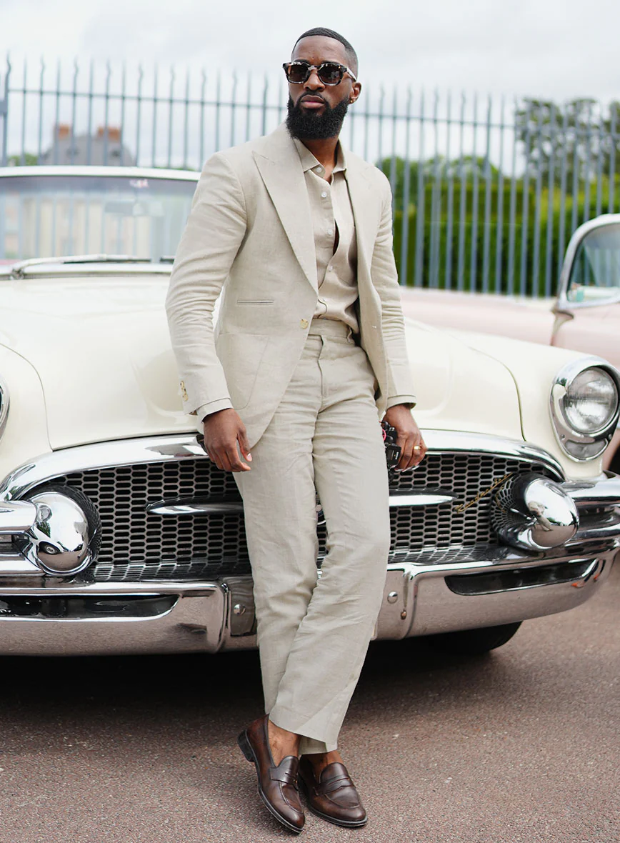 Barn Beige Pablo Style Linen Suit