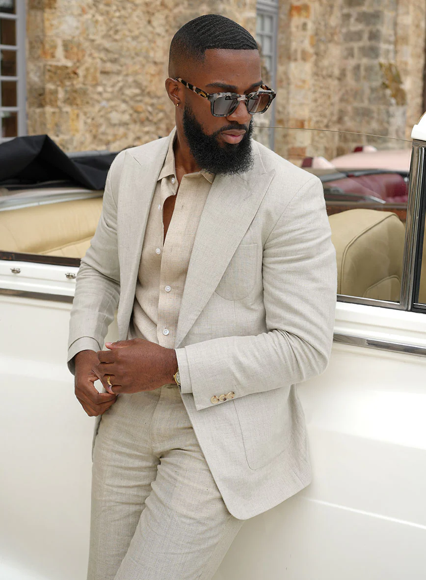 Barn Beige Pablo Style Linen Suit - Image 5