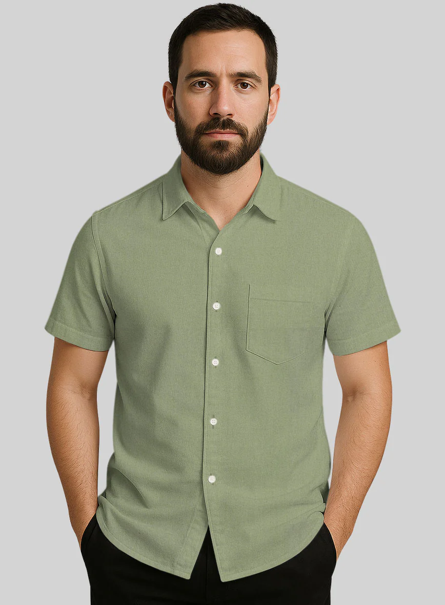 Basil Dust Stretch Poplene Shirt - Image 2