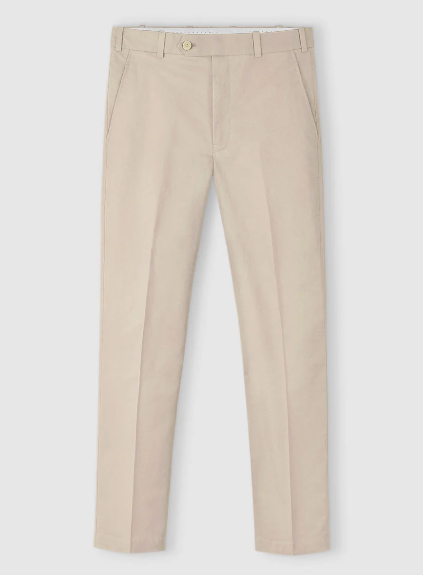 Beige Cotton Power Stretch Chino Pants - Image 2