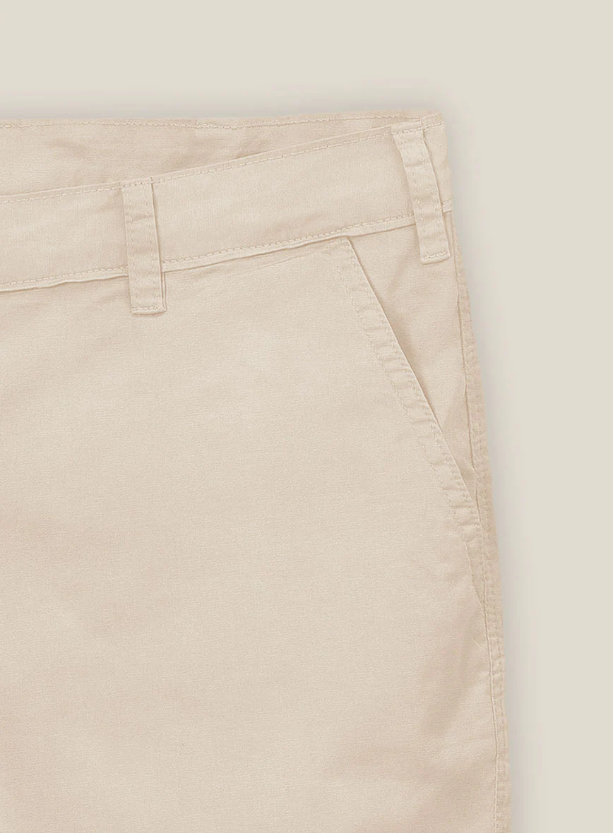 Beige Cotton Power Stretch Chino Shorts - Image 2