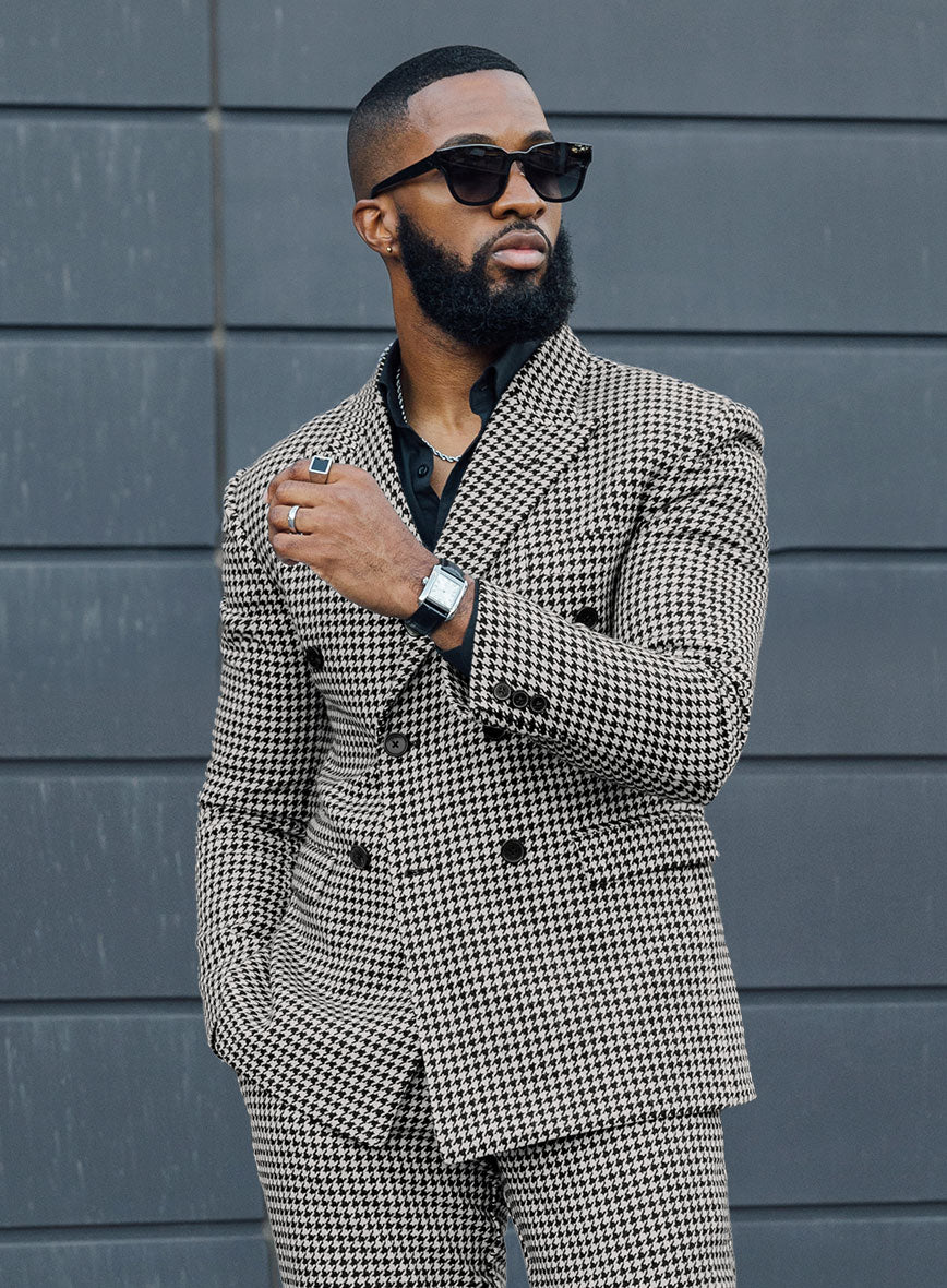 Big Houndstooth BW Tweed Double Breasted Suit - Image 7