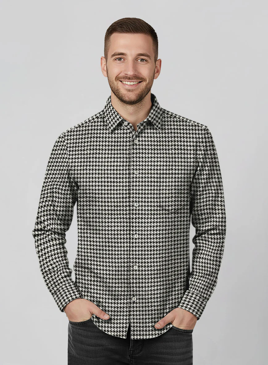 Big Houndstooth BW Tweed Shirt - Image 2
