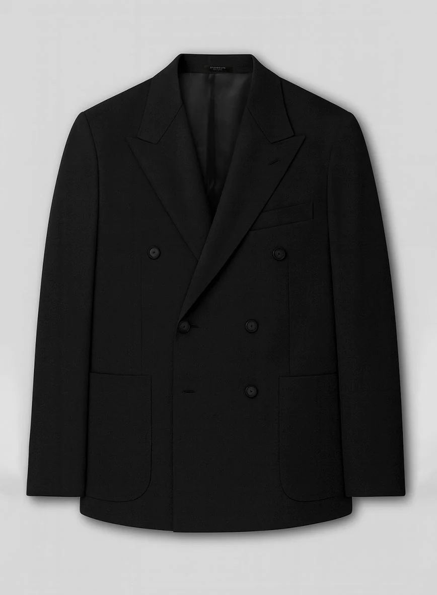 Black Chino Double Breasted Jacket