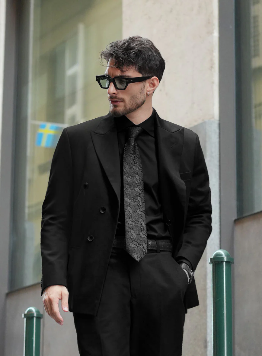 Black Chino Double Breasted Suit - Image 3