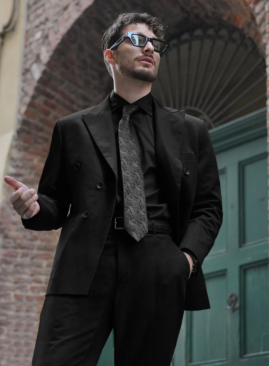 Black Chino Double Breasted Suit - Image 4