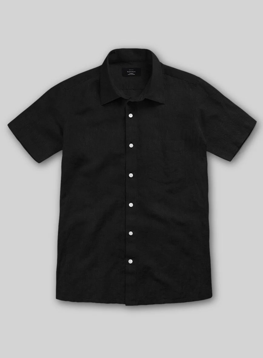 Black Cotton Linen Shirt