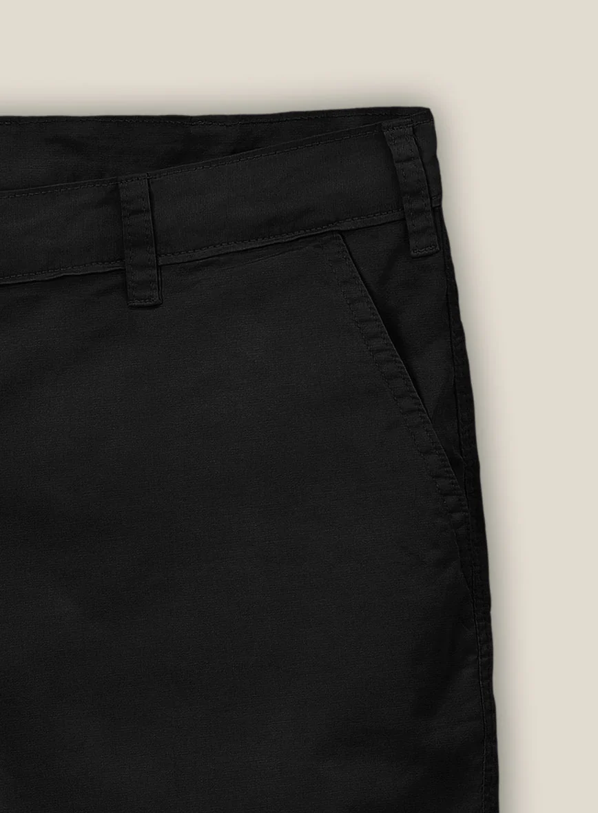 Black Cotton Power Stretch Chino Shorts - Image 3