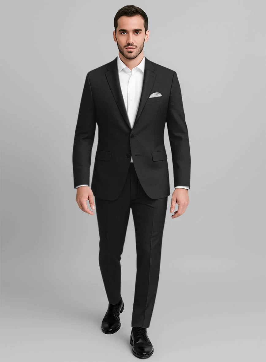 Black Cotton Power Stretch Chino Suit