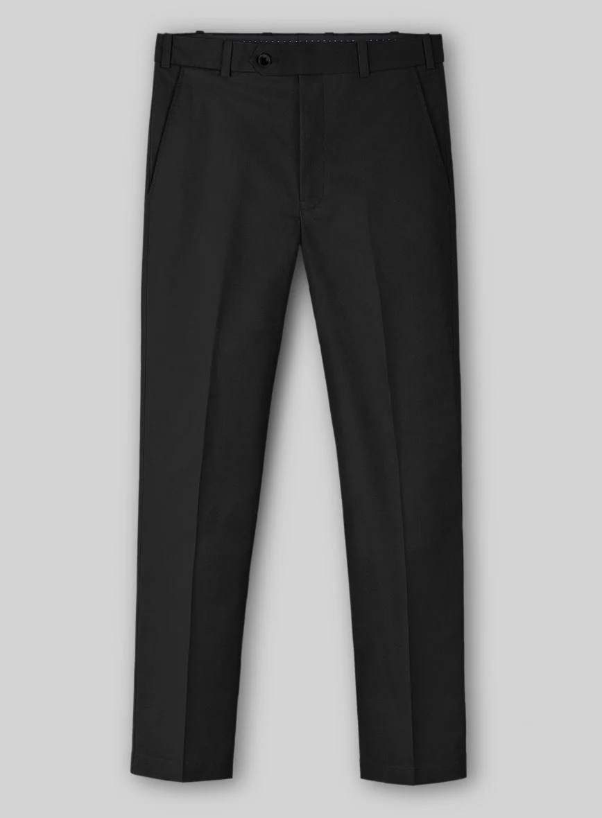 Black Feather Cotton Canvas Stretch Pants