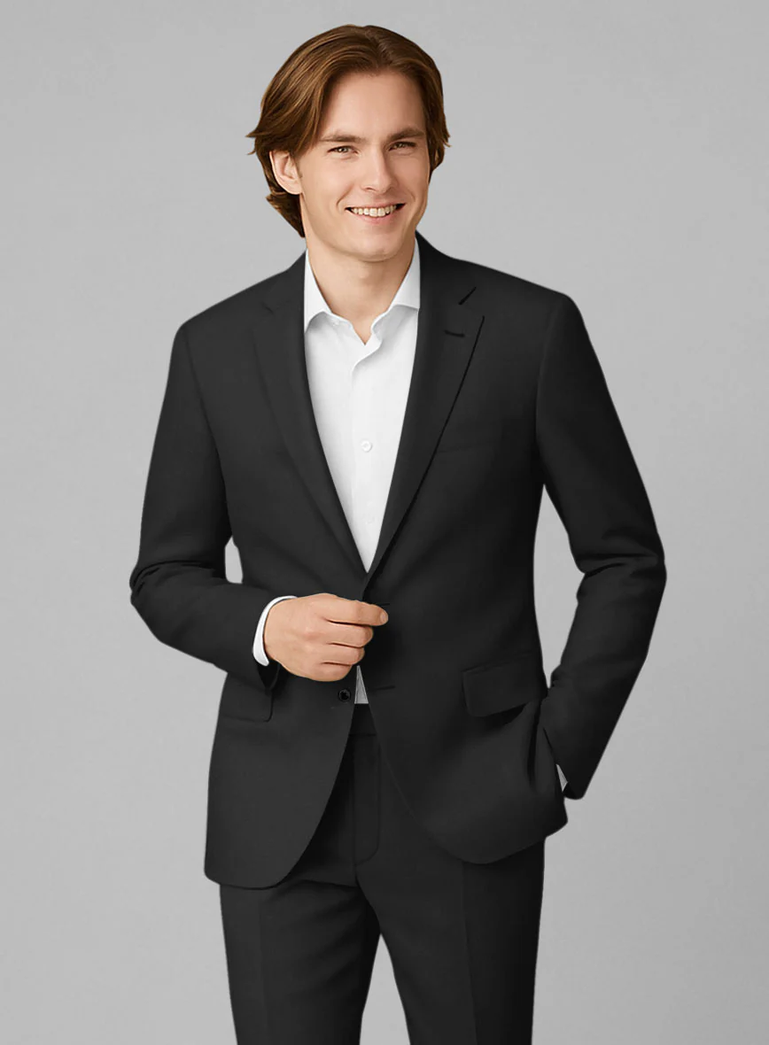 Black Feather Cotton Canvas Stretch Suit - Image 4