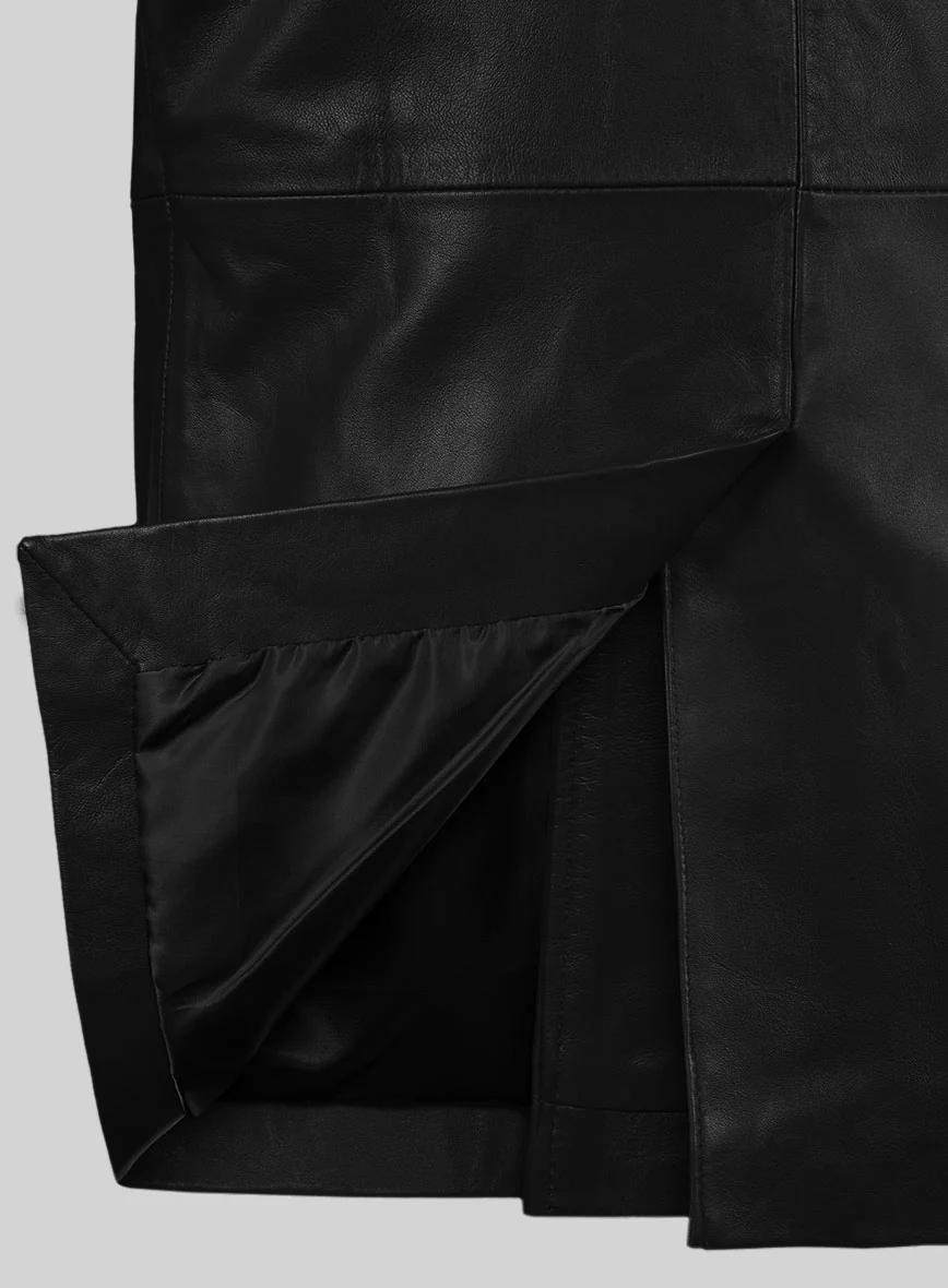 Black Leather Pea Coat - Image 4