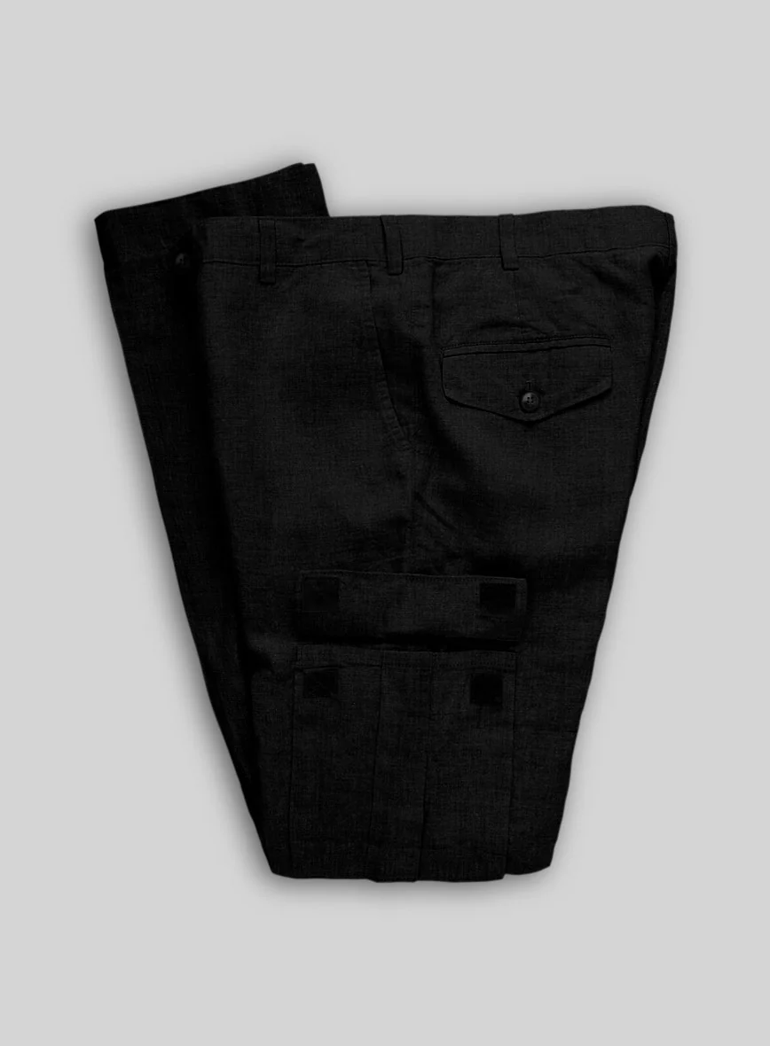 Black Linen Cargo Pants - Image 4