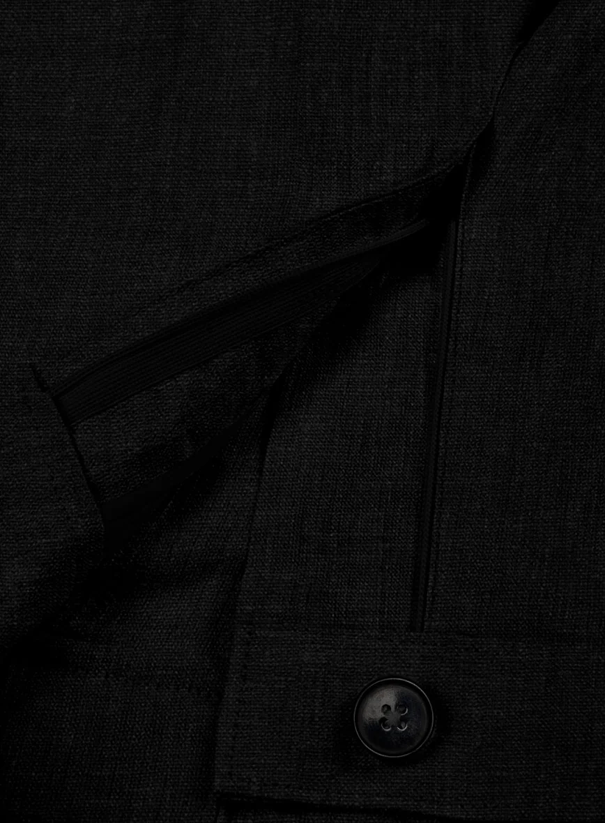 Black Linen Cargo Pants - Image 6