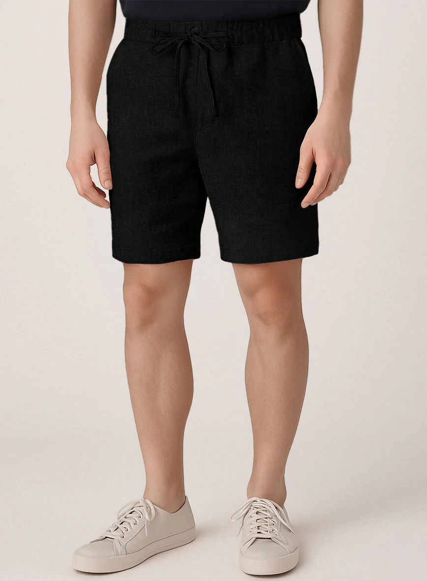 Black Linen Shorts - Image 4