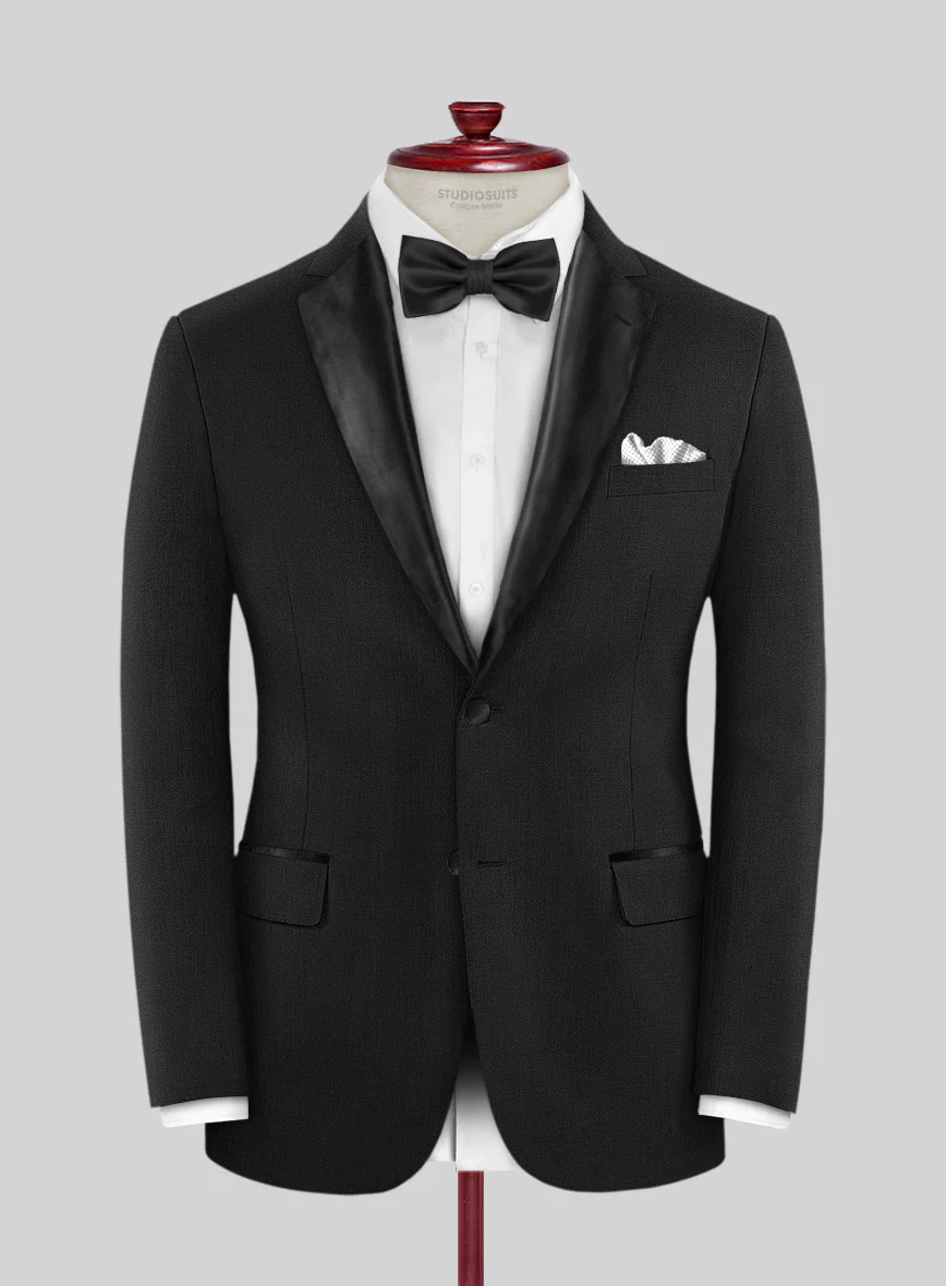 Black Merino Wool Tuxedo Suit - Image 5