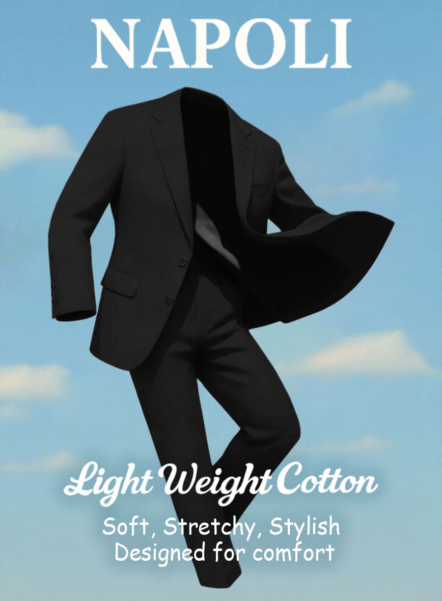 Black Napoli Stretch Light Weight Cotton Jacket - Image 4