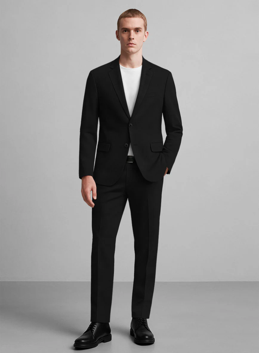 Black Napoli Stretch Light Weight Cotton Suit