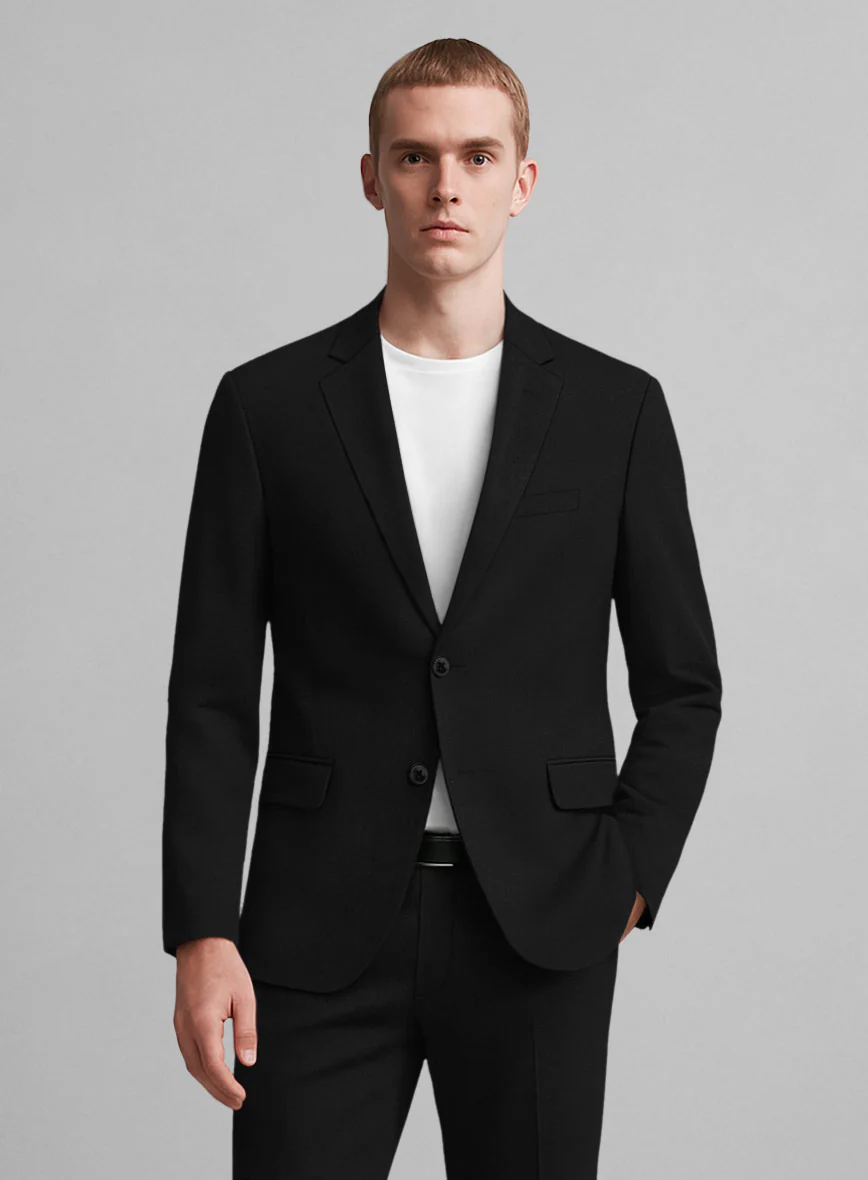 Black Napoli Stretch Light Weight Cotton Suit - Image 2