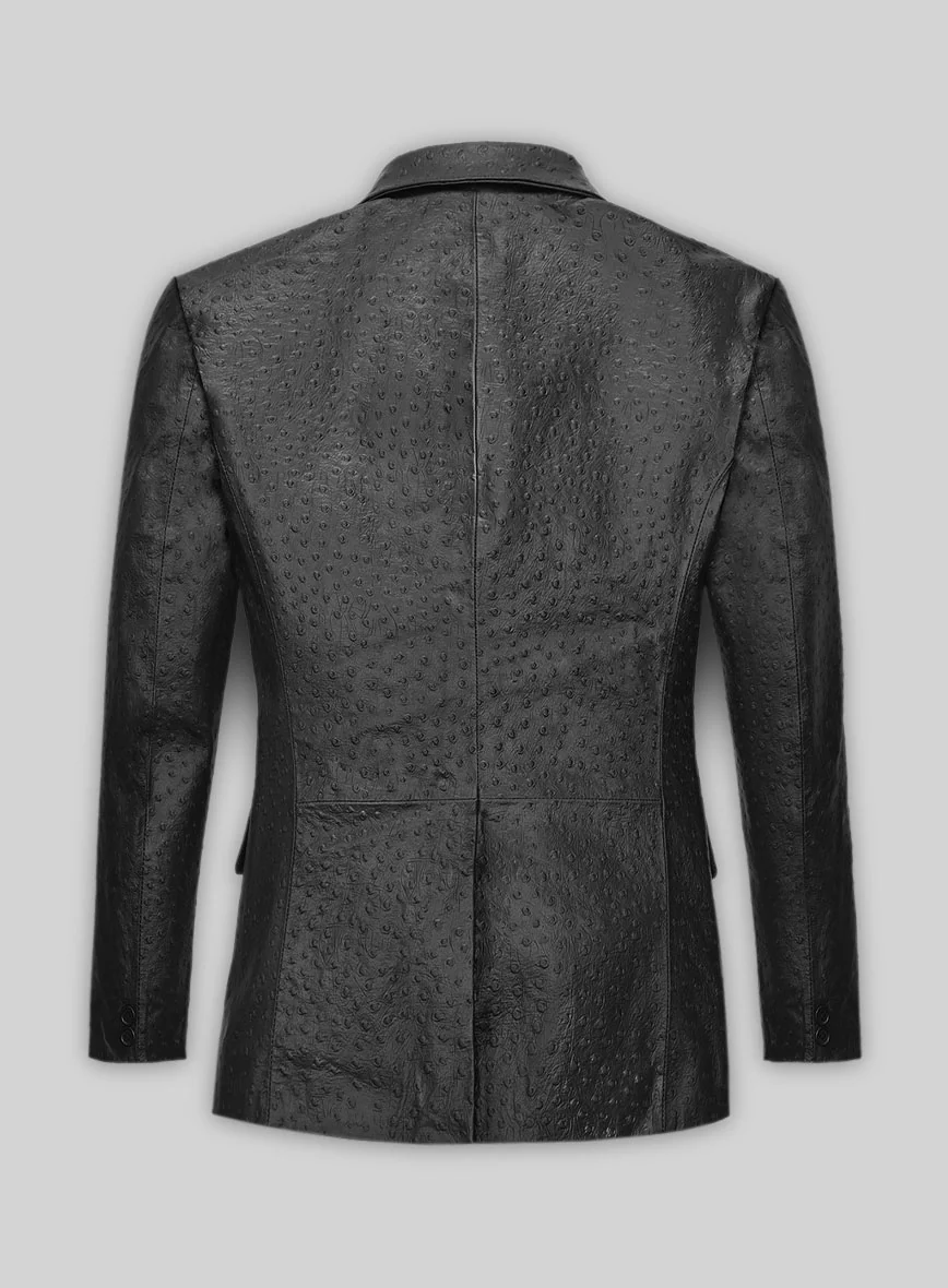 Black Ostrich Leather Blazer - Image 3