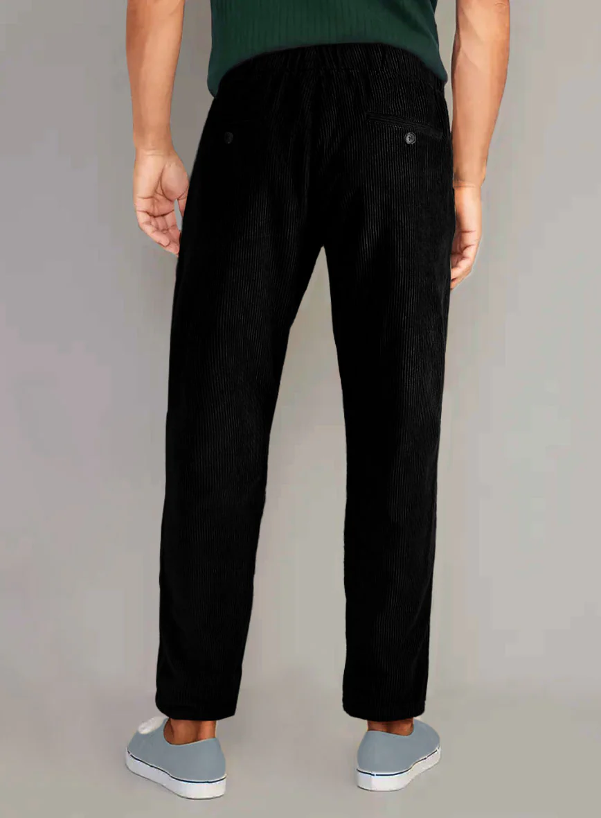 Black Stretch Pin Corduroy Easy Pants - Image 3