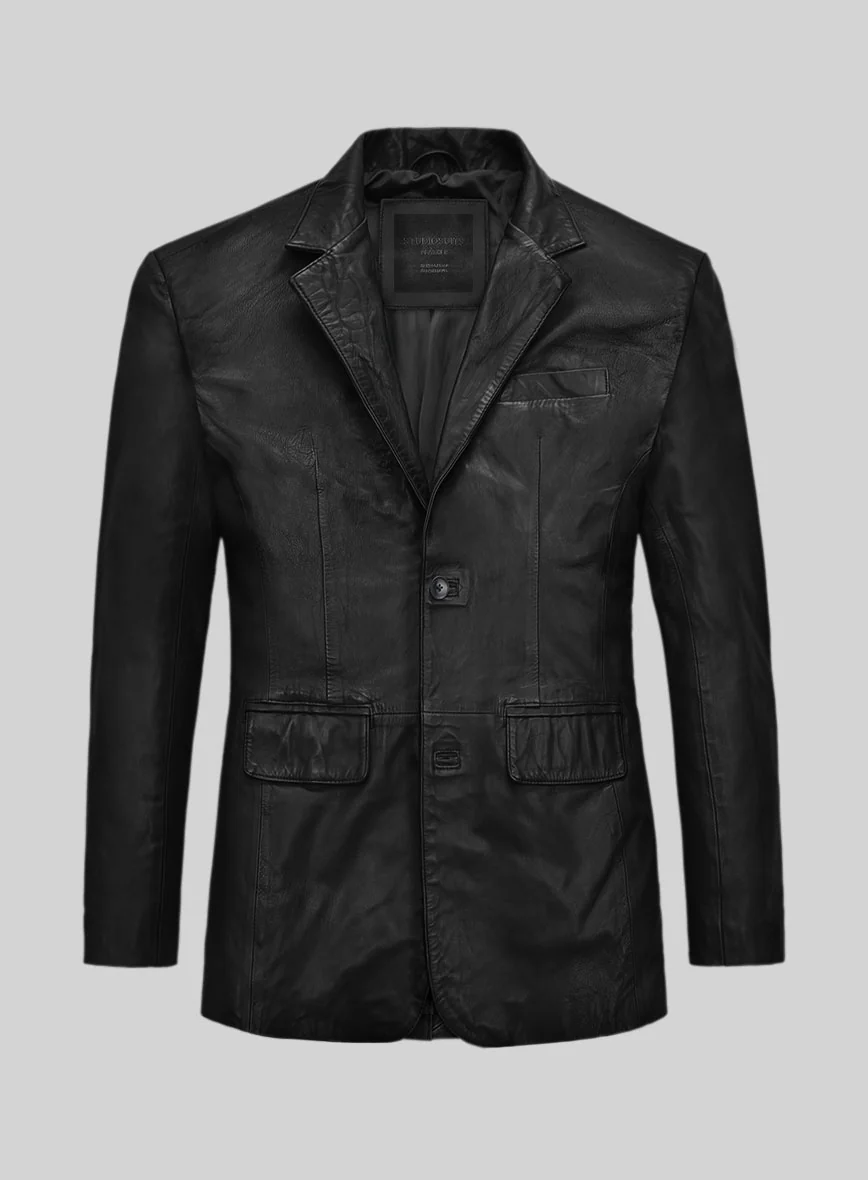 Black Washed and Wax Leather Blazer