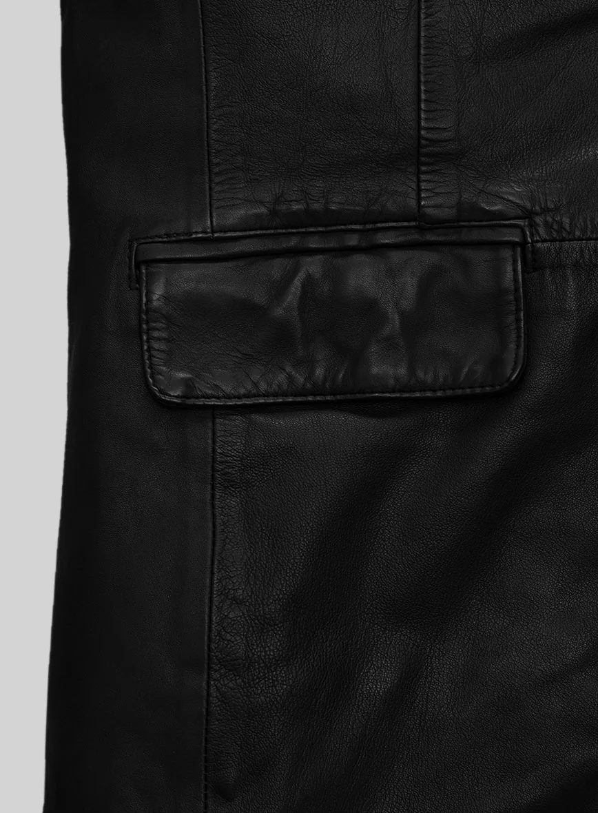 Black Washed and Wax Leather Blazer - Image 3