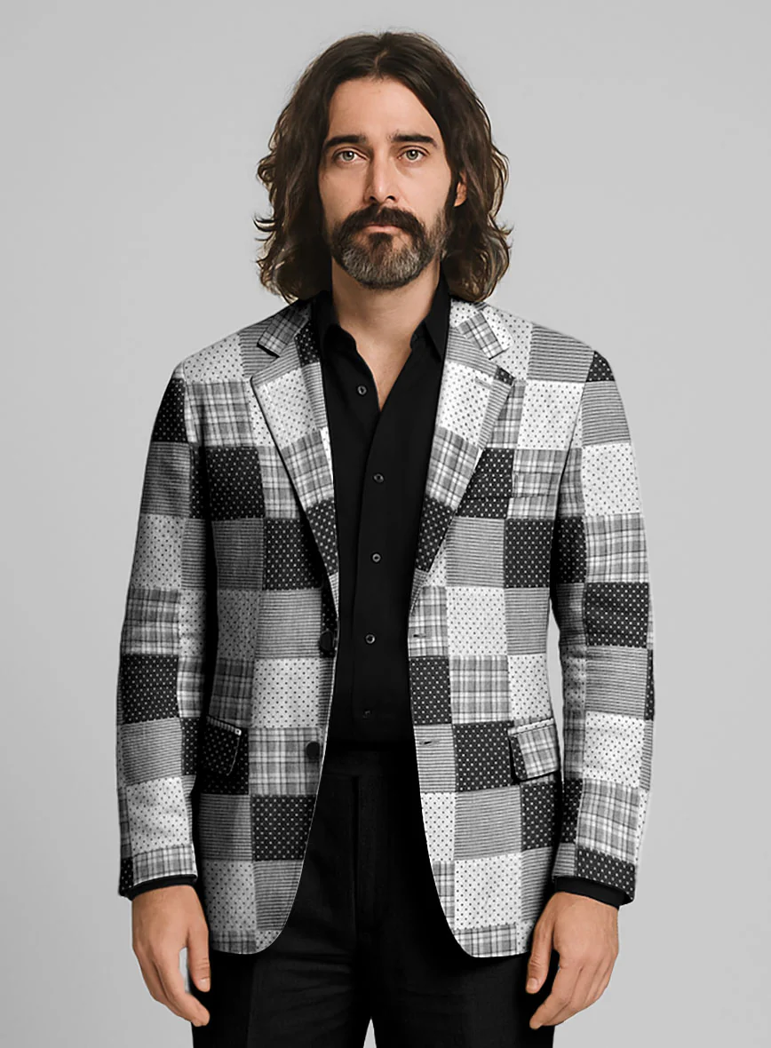 Black & White Madras Patchwork Jacket - Image 2
