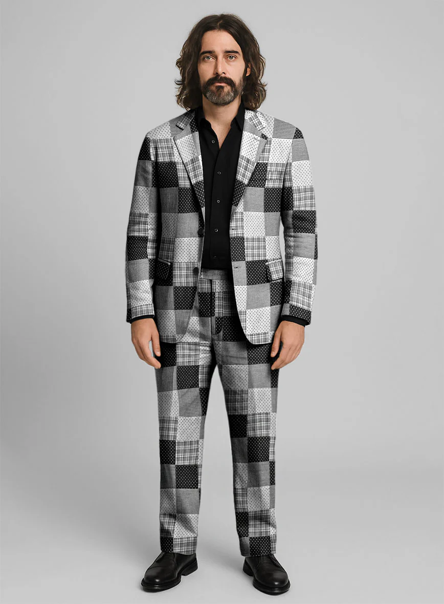Black & White Madras Patchwork Suit