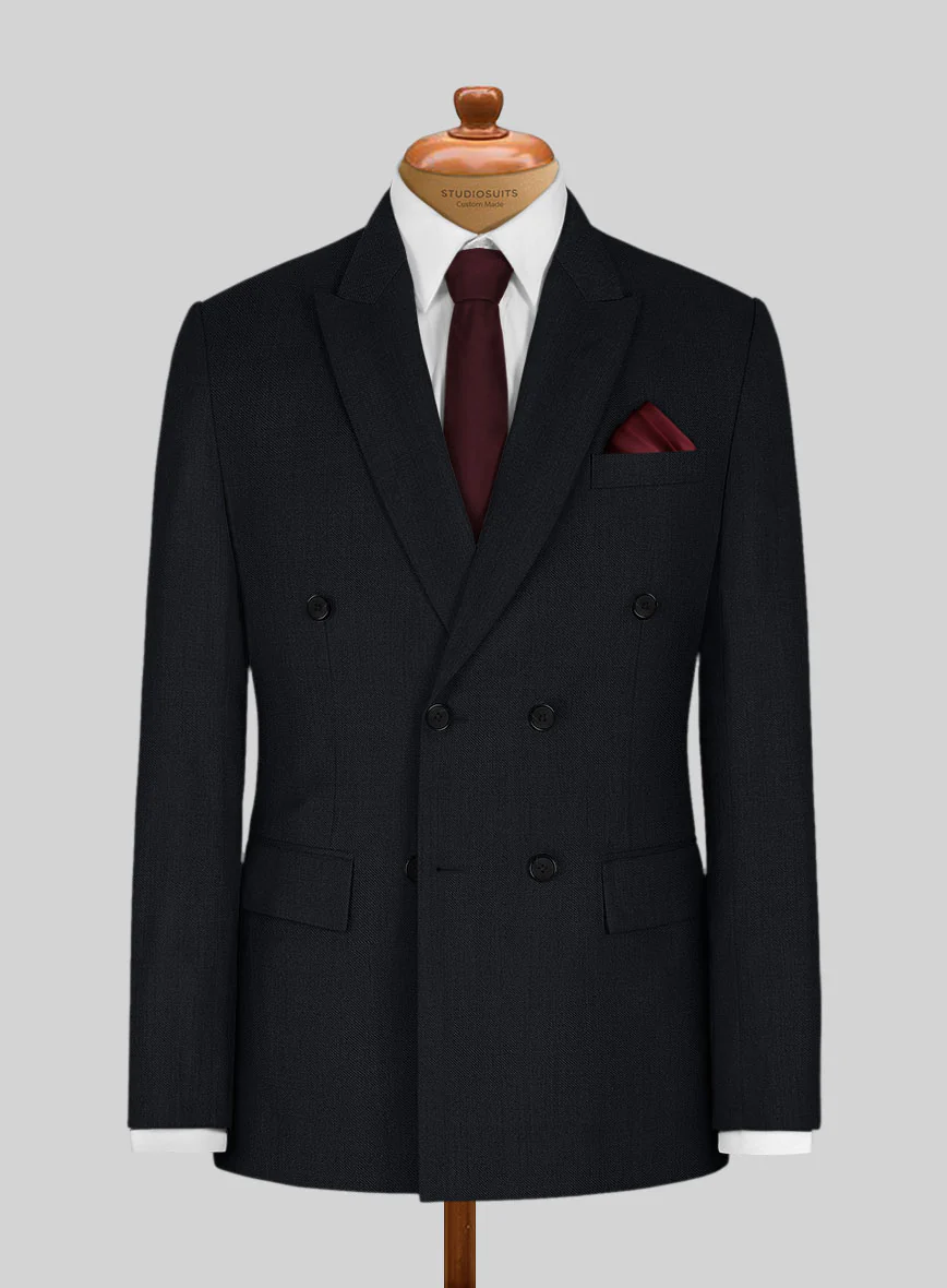 Blue Merino Wool Double Breasted Jacket
