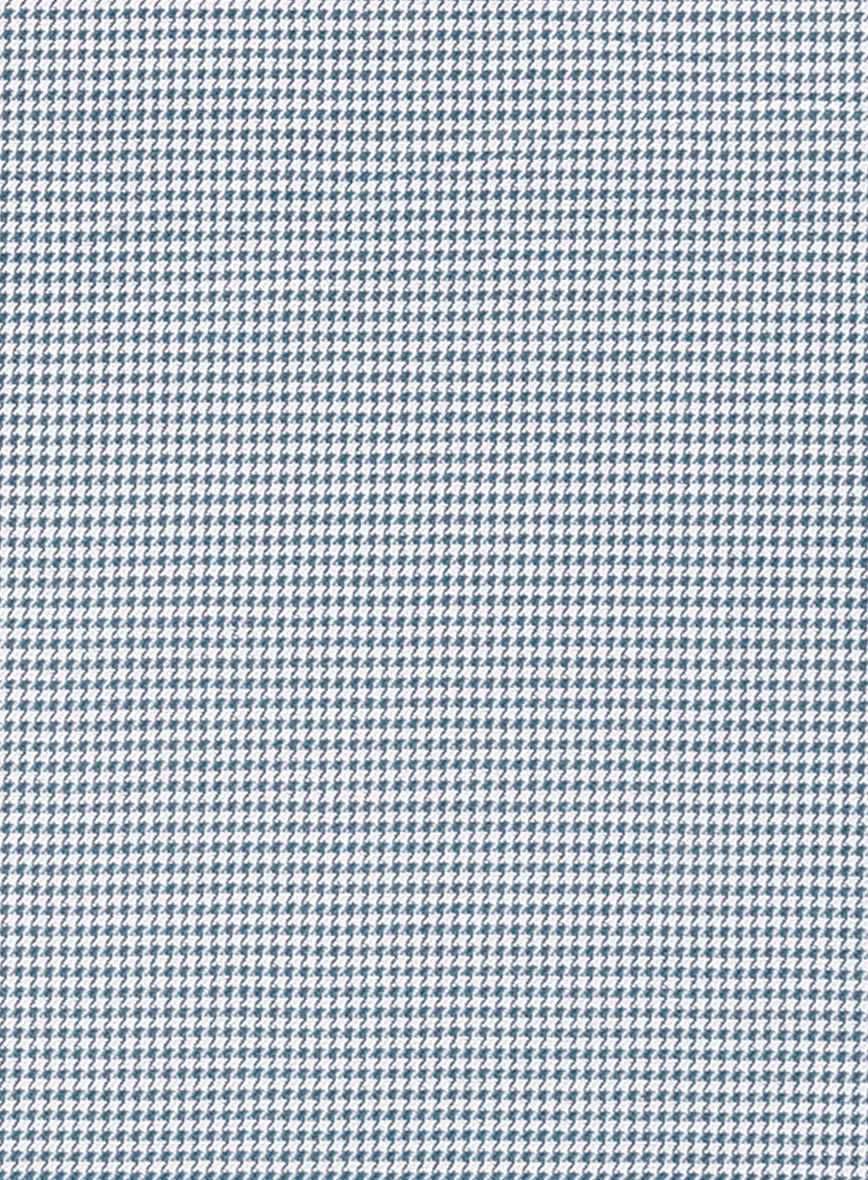 Blue Mini Houndstooth Cotton Shirt - Image 4