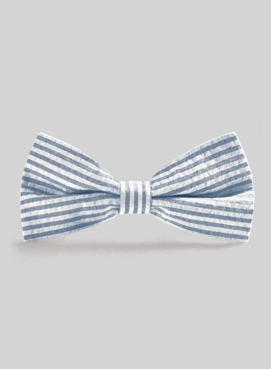 Blue Seersucker Bow