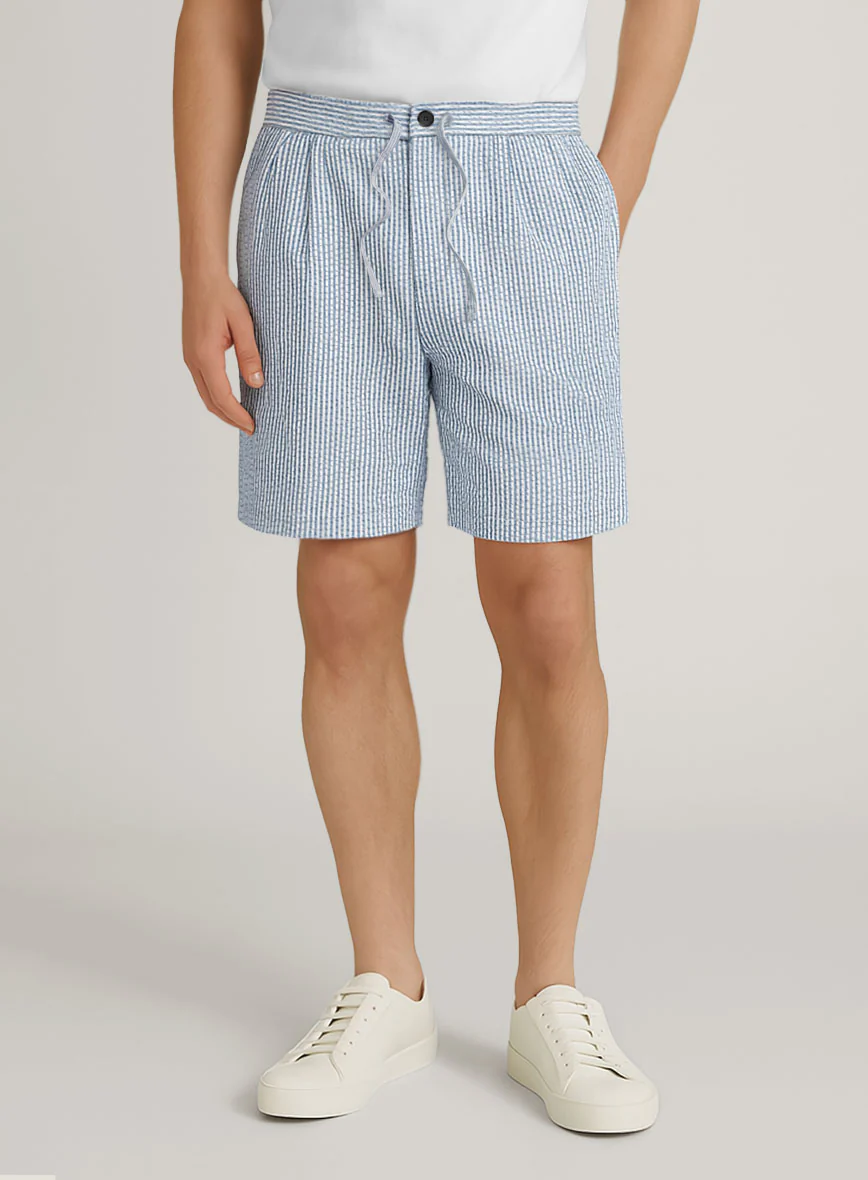 Blue Seersucker Shorts - Image 2
