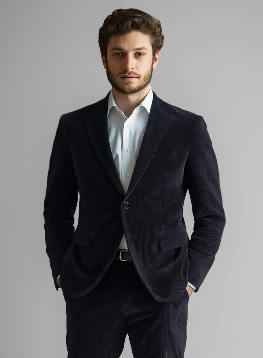 Blue Stretch Pin Corduroy Suit - Image 4