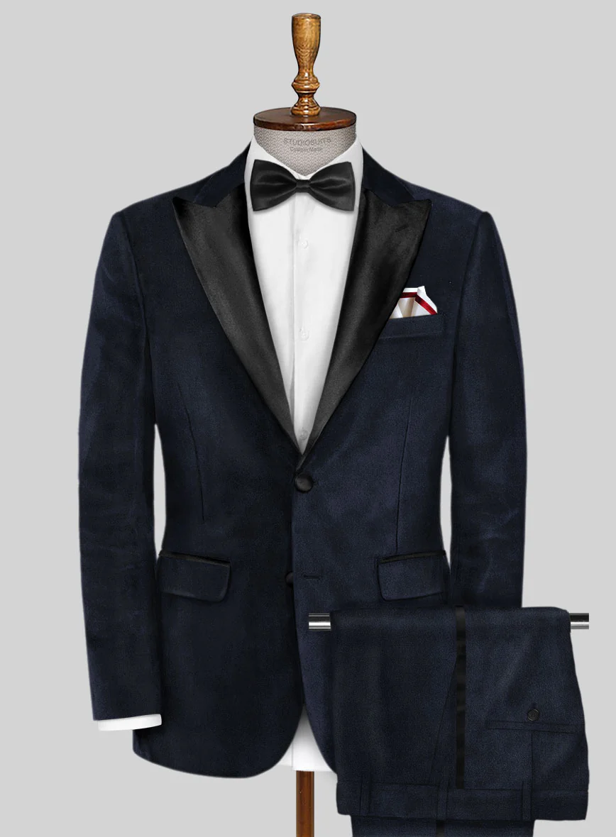 Blue Velvet Tuxedo Suit - Image 2