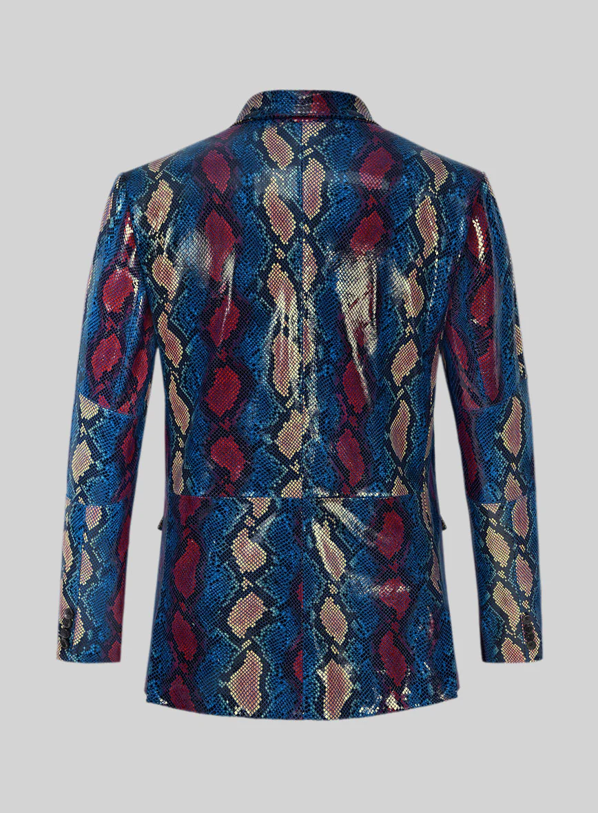 Bold Blue Python Catwalk Leather Blazer # 2 - Image 2