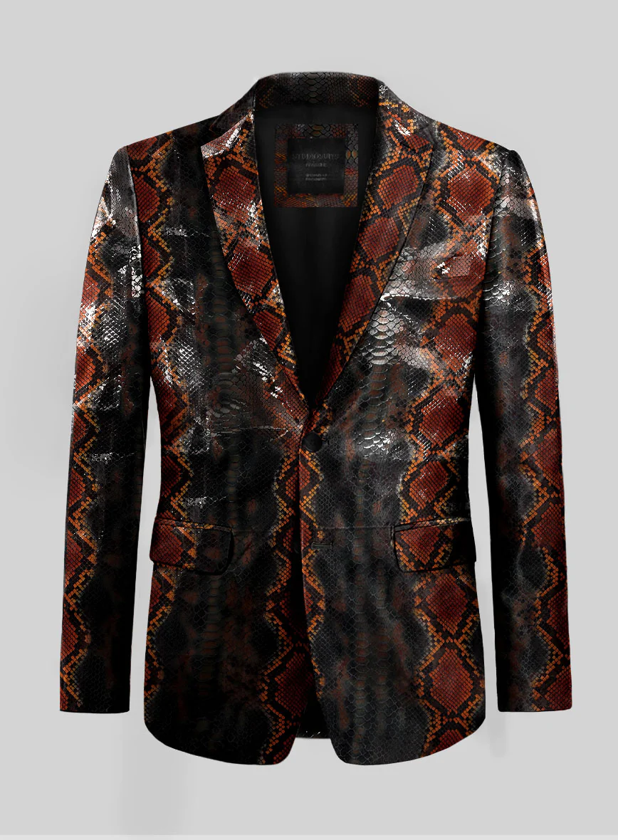 Bold Knight Python Leather Blazer