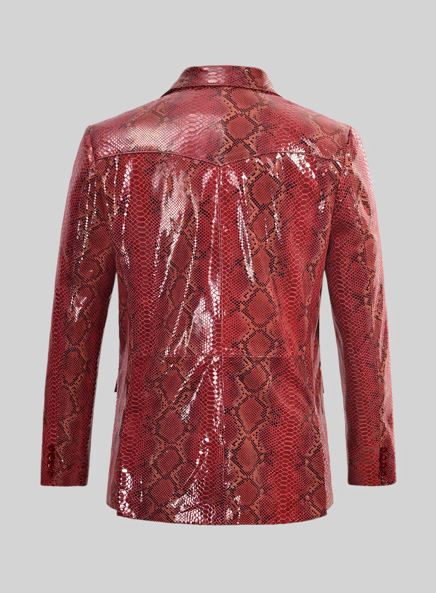 Bold Red Python Western Leather Blazer - Image 2