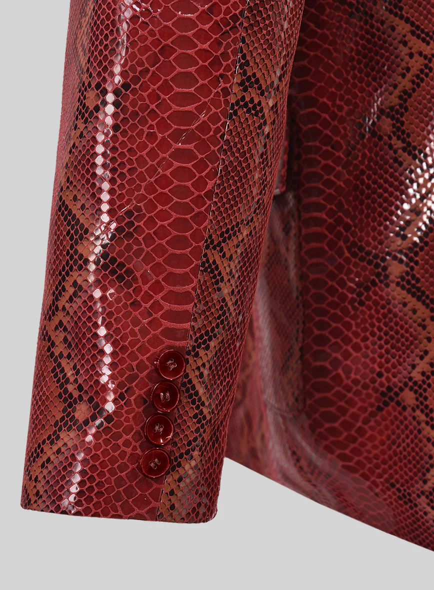 Bold Red Python Western Leather Blazer - Image 3