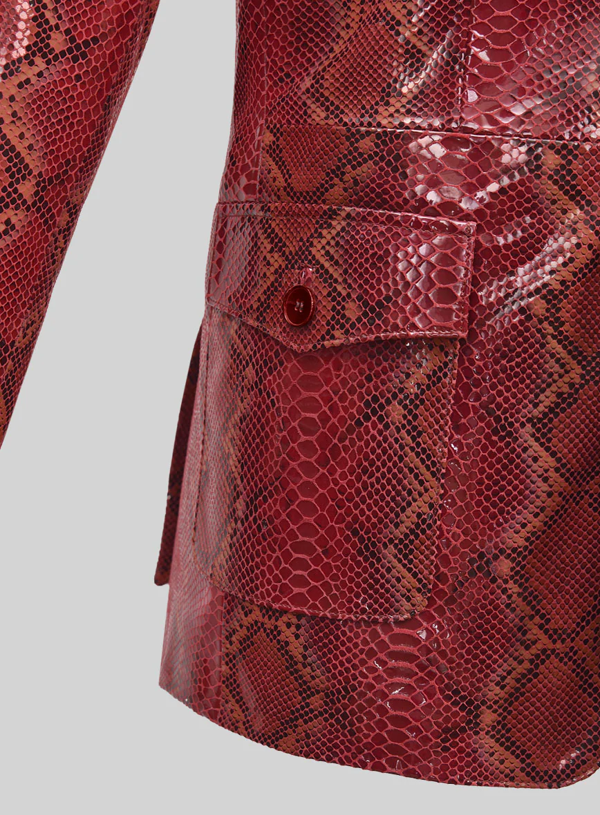 Bold Red Python Western Leather Blazer - Image 4
