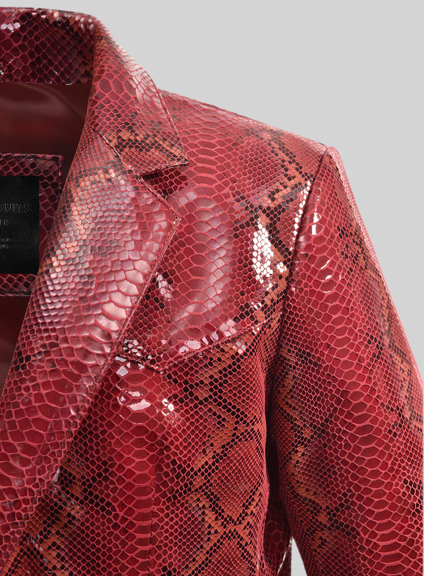 Bold Red Python Western Leather Blazer - Image 5